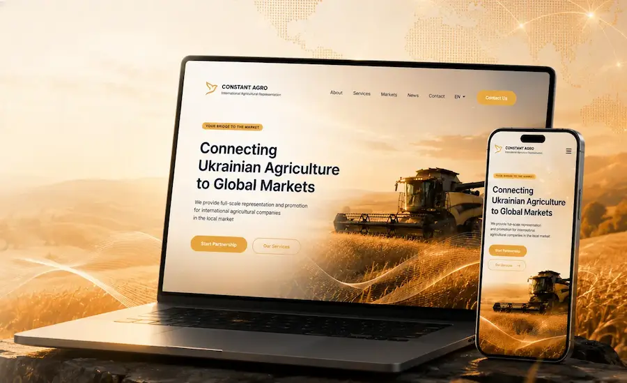 Constant Agro website mockup with multilingual content and custom Payload CMS